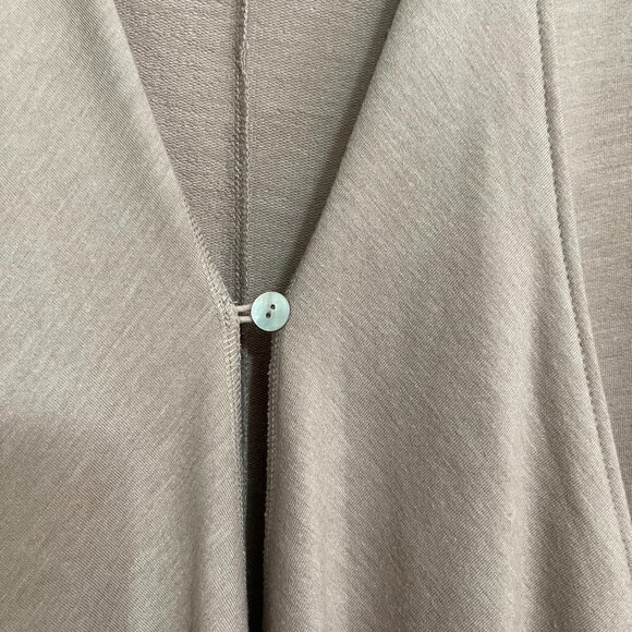 LOGO by Lori Goldstein Women's Beige Waterfall Button Pockets Cardigan Medium - Picture 4 of 7